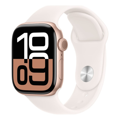 Apple Watch Series 10, 42 мм корпус из алюминия цвета «Rose Gold», ремешок Sport Band размера S/M цвета «Light Blush»