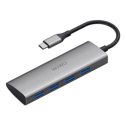 Хаб WiWU Alpha Type-C 4*USB3.0 (A440) Серый