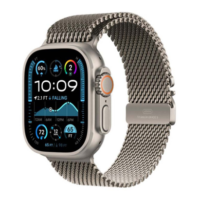Apple Watch Ultra 2 (2024), 49 мм корпус из титана цвета «Natural», ремешок Titanium Milanese Loop размера L цвета «Natural»