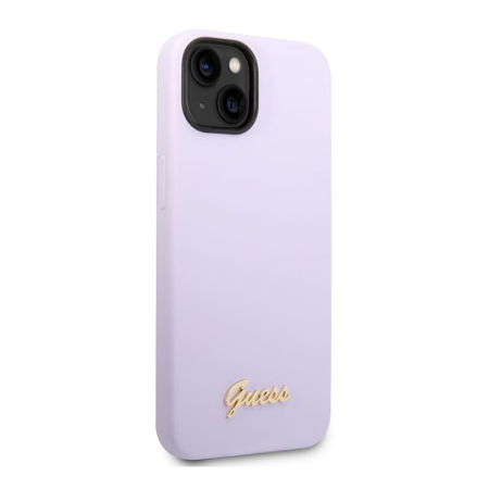 Чехол Guess для iPhone 14 CG Mobile Liquid silicone Gold metal logo Hard (GUHCP14SSLSMU) Сиреневый