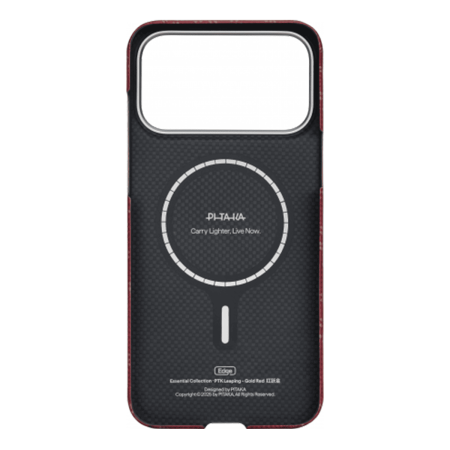 Чехол для iPhone 17 Pro Max Pitaka Monogram Edge Ultra-Slim Case (KI1702PTKP), красно/золотой