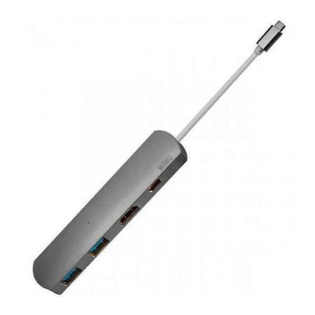 Переходник WiWU для MacBook Type-C Hub 5в1 (T3) Space Grey, серый космос