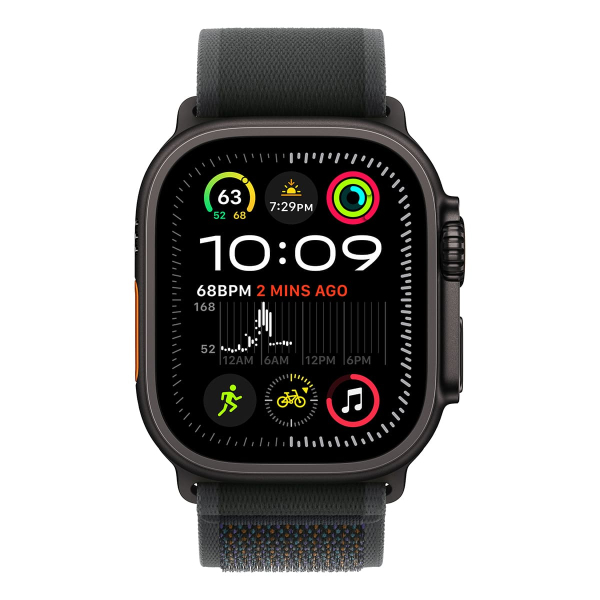 Apple Watch Ultra 2 (2024), 49 мм корпус из титана цвета «Black», ремешок Trail Loop размера S/M цвета «Black»
