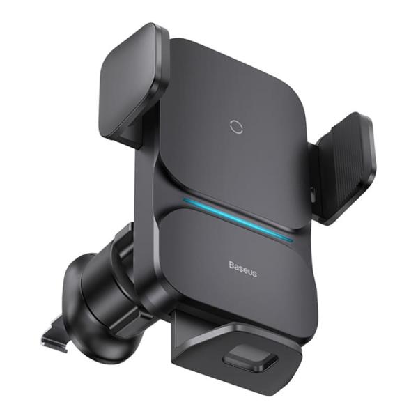 Автомобильный держатель с функцией беспроводной зарядки Baseus Wisdom Auto Alignment Car Mount Wireless Charger (QI 15W) Air Outlet Base (CGZX000001) Черный